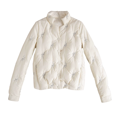 Белый пуховик, бархатная удерживающая тепло короткая модная куртка, с вышивкой, свободный крой, подходит для подростков, гусиный пух