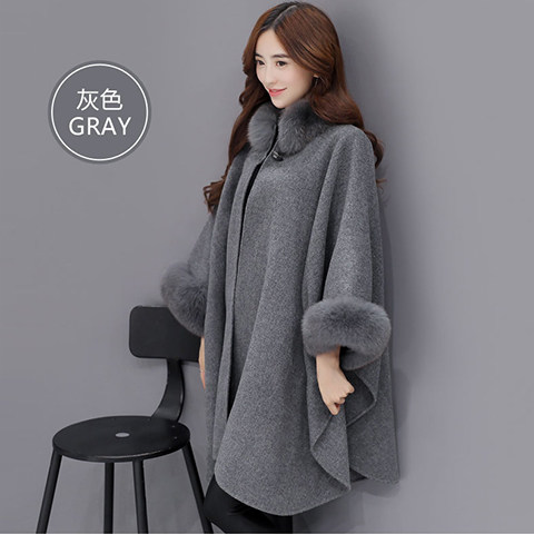 150 small woolen cloak double-sided cashmere coat female Hepburn style temperament high-end shawl woolen coat 155