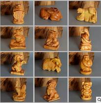 Taihang millennium old material cliff Cypress scars wood carving ornaments handicrafts handlebar twelve Zodiac