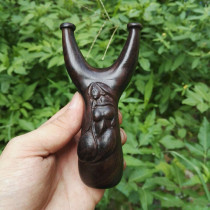 Agarwood slingshot goddess shape flat skin slingshot Ebony wood crafts Cliff cypress wood carving art gift