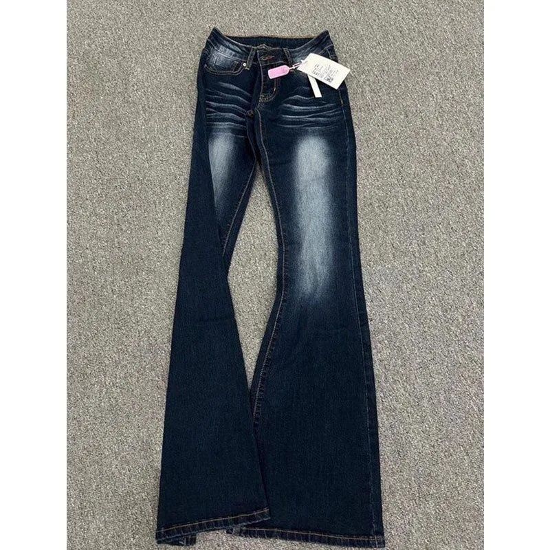 American Style Hot Girl Flared Jeans for Women, New Autumn Low-Waist Slimming Stretchy Straight-Leg Bell-Bottom Floor-Length Pants