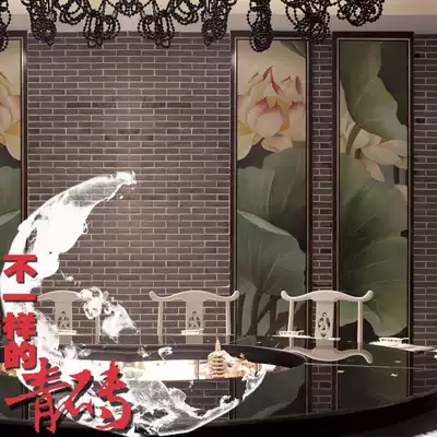 Antique brick gray brick cultural brick Chinese style exterior wall brick Green Brick Cultural fossil balcony garden cement brick TV background wall