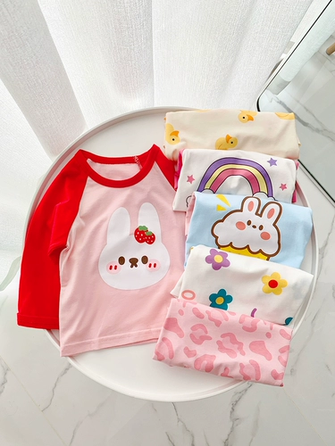 Детский хлопковый приятный телу лонгслив, осенний, 0-5 лет