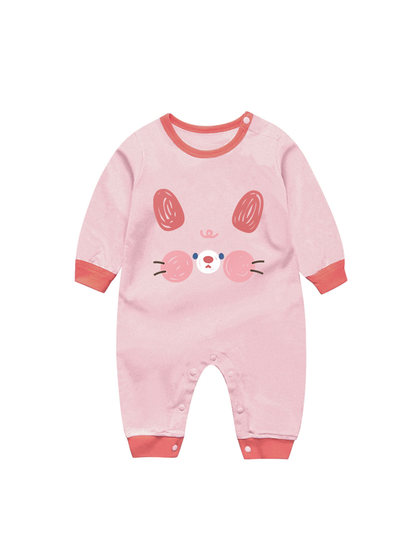 女童长袖爬服哈衣男童婴儿纯棉连体衣新生宝宝春秋装可爱卡通睡衣