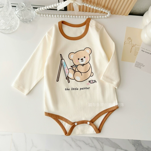 Лонгслив для новорожденных для мальчиков, хлопковое боди, детская осенняя пижама, осенний