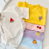 Детские хлопковые летние нарукавники, летний комплект, детская тонкая футболка с коротким рукавом, шорты, в западном стиле, короткий рукав, 0-5 лет