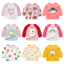 Female children pure cotton long-sleeved T-shirt Baby bottoming shirt Baby toddler autumn clothes Children boys 0 years old 1 top 3 autumn clothes