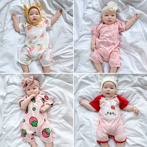 Детское хлопковое боди для девочек, тонкая пижама для новорожденных