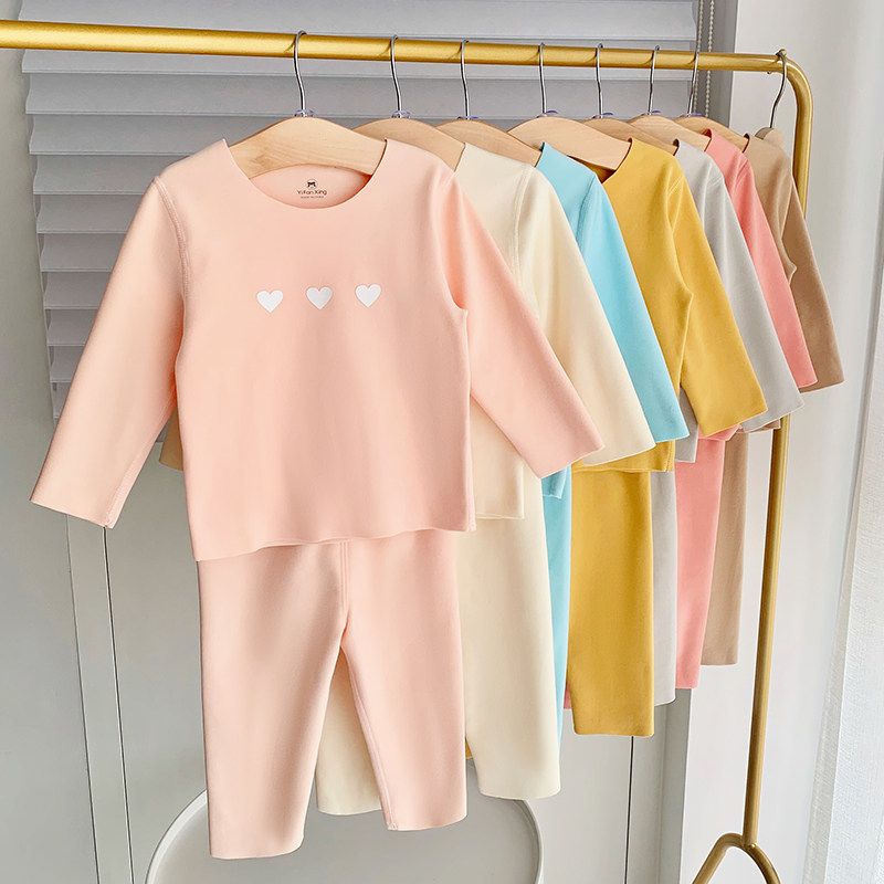 Children's autumn and winter warm high waist suit little girl baby German velvet boneless autumn clothes sanitary pants 2022 new two-piece set