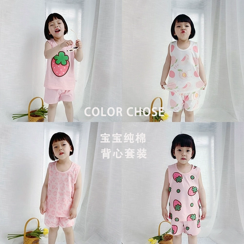 Майка топ для девочек, летний хлопковый комплект для раннего возраста, детская летняя одежда