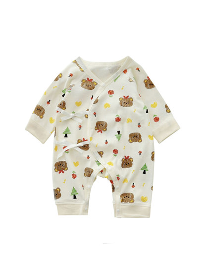 2025新款男童无骨蝴蝶衣宝宝新生儿纯棉爬服连体衣婴儿春秋装哈衣