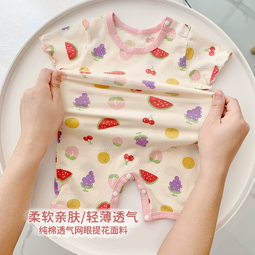 Летнее хлопковое детское тонкое боди для девочек для новорожденных, пижама, 0-3 лет