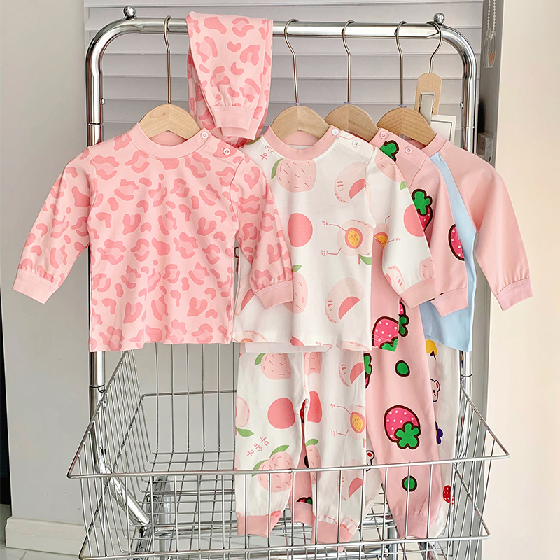 Children's pure cotton autumn suit girlbaby baby cotton pajamas autumn baby 0 - 5 years old two suit wears spring and autumn