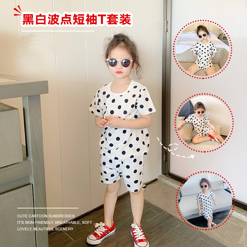 Children's cotton short-sleeved suit 0 small children 1 baby girl 2 Western style clothes baby shorts summer children's clothing 3 years old