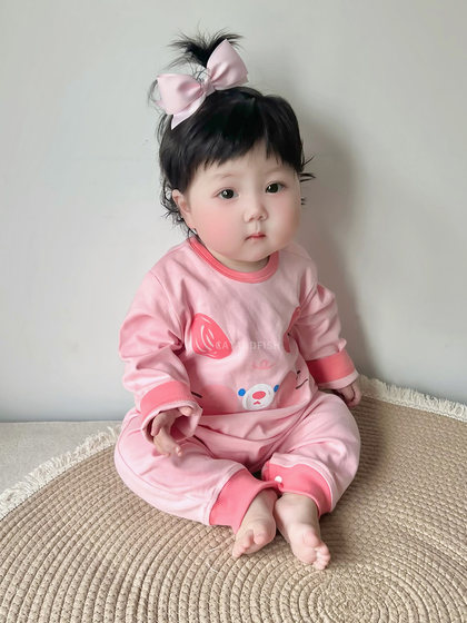 女童长袖爬服哈衣男童婴儿纯棉连体衣新生宝宝春秋装可爱卡通睡衣