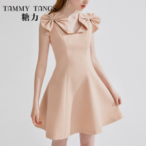 (Mall same model) Sugar Power summer new orange temperament small dress thin pleated pleated sleeveless dress women