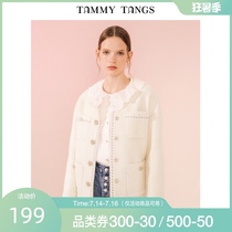 (Shopping mall with the same)sugar force winter new beige apricot round collar loose single breasted multi-pocket wool coat female