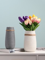 Modern minimalist ceramic ornaments flower arrangement flower vase dried flower Nordic creative home decoration TV cabinet living room decoration