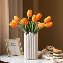 Simulation bouquet feel living room tulip flower arrangement PU moisturizing decoration decoration fake flower table dried flower high-grade ornaments