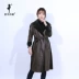 Tím hoàng đế 澜 của phụ nữ 2017 phù hợp với cổ áo cừu cắt fur coat eo slim áo dài YJR71225T3 áo dạ lông thỏ Faux Fur