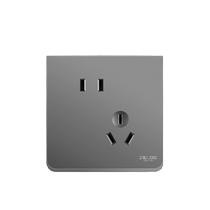 Delixi switch socket one-open five-hole panel concealed household single and double-open air conditioner 16A socket gray 883