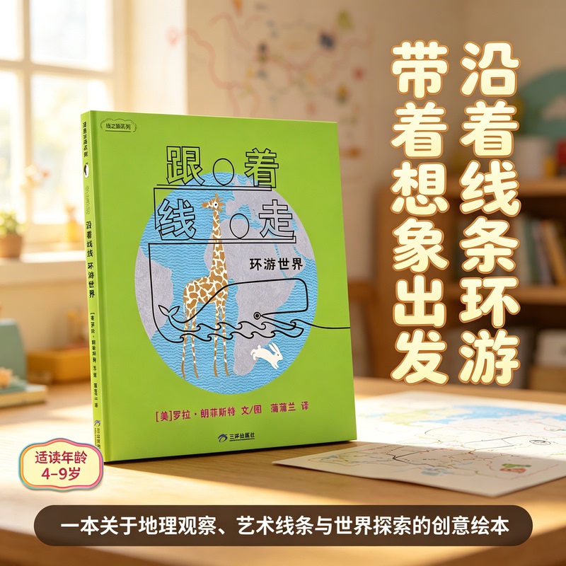 Travel the World with the Line: Line Journey Series Hardcover Picture Book, Creative Line Art Cognition Picture Book, Explore the World's Plants and Animals, Early Education Parent-Child Reading Book for Children Aged 3-6, Bokuwang