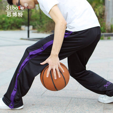 男士全开扣运动裤秋冬季加绒加厚训练裤健身宽松直筒篮球裤子长裤-tmall.com天猫