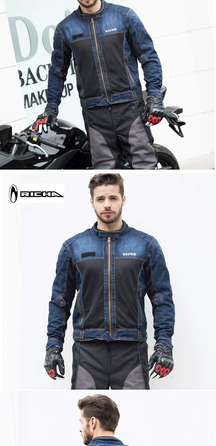 Bỉ RICHA xe máy Jersey nam mùa hè xe máy denim lưới chống vỡ áo khoác áo khoác đua mùa hè - Xe máy Rider thiết bị găng tay đi xe máy cho nữ