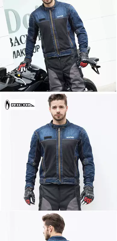 Bỉ RICHA xe máy Jersey nam mùa hè xe máy denim lưới chống vỡ áo khoác áo khoác đua mùa hè - Xe máy Rider thiết bị