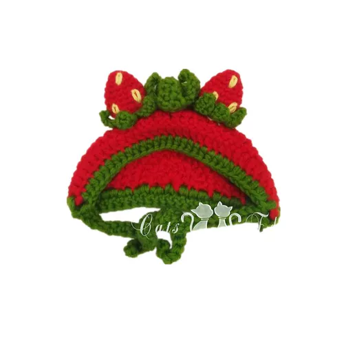 Шерстяная плетеная клубника, шапка, DIY, домашний питомец, кот