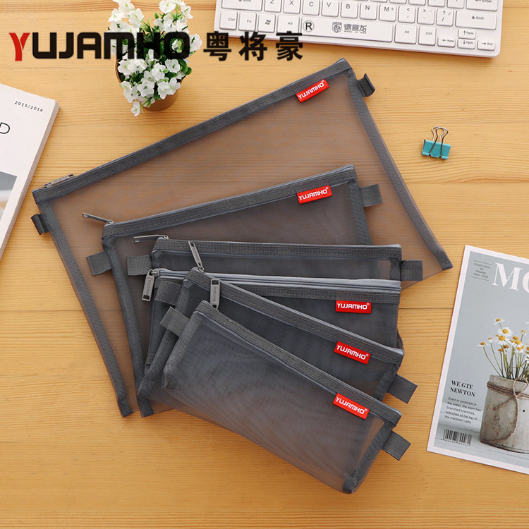 10 transparent mesh single zipper a4 file bags for elementary and middle school students creative pen bag color note bag a5 a6 b6