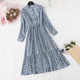 French small floral dress women's spring and autumn 2022 new retro long-sleeved chiffon long skirt tea break a-line skirt