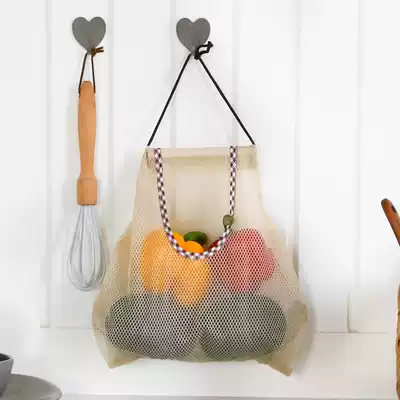 Japanese-style storage mesh bag onion ginger garlic hanging bag kitchen onion fruit and vegetable classification breathable debris finishing bag