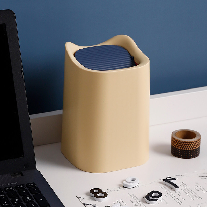 Nordic Cute Desktop Trash Cans Nets Red Home Living Room Mini small wastepaper Covered Office Trash Cans containing boxes