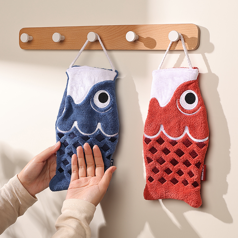 Internet-Famous Hanging Hand Towel, Absorbent Drying Towel, Kitchen Double-Sided Thickened Children's Hand Wiping Cloth, Cute and Lint-Free