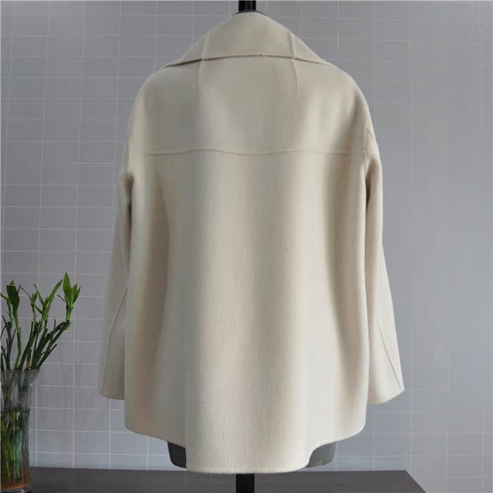 Hong Si Ge HSG 04-M mùa thu Một phiên bản từ hai mặt bằng len cashmere khâu tay thời trang áo khoác len mới giản dị áo phao nữ 2021