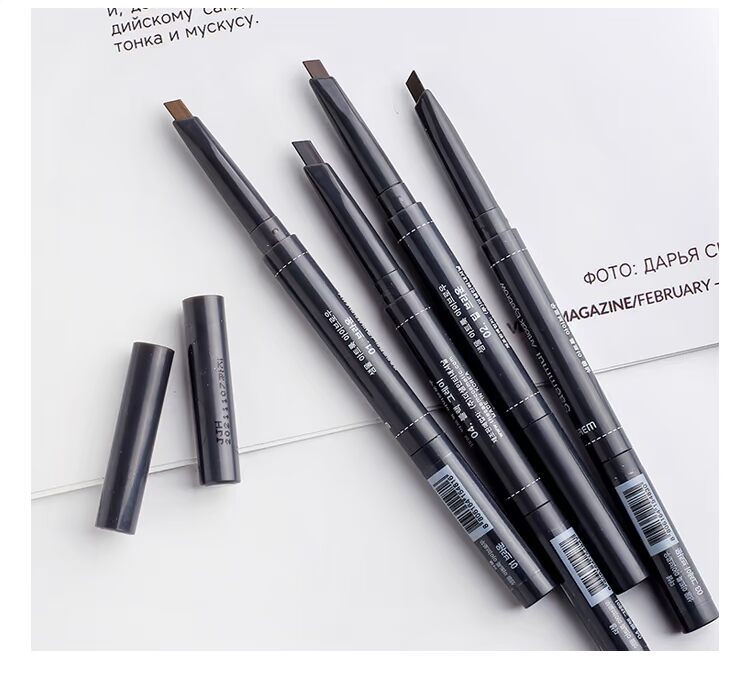 Hàn Quốc saem bút chì lông mày tươi đôi đầu xoay tự động với bàn chải lông mày không thấm nước và mồ hôi không nở một từ lông mày - Bút chì lông mày / Bột / Stick chì kẻ mày innisfree màu 04