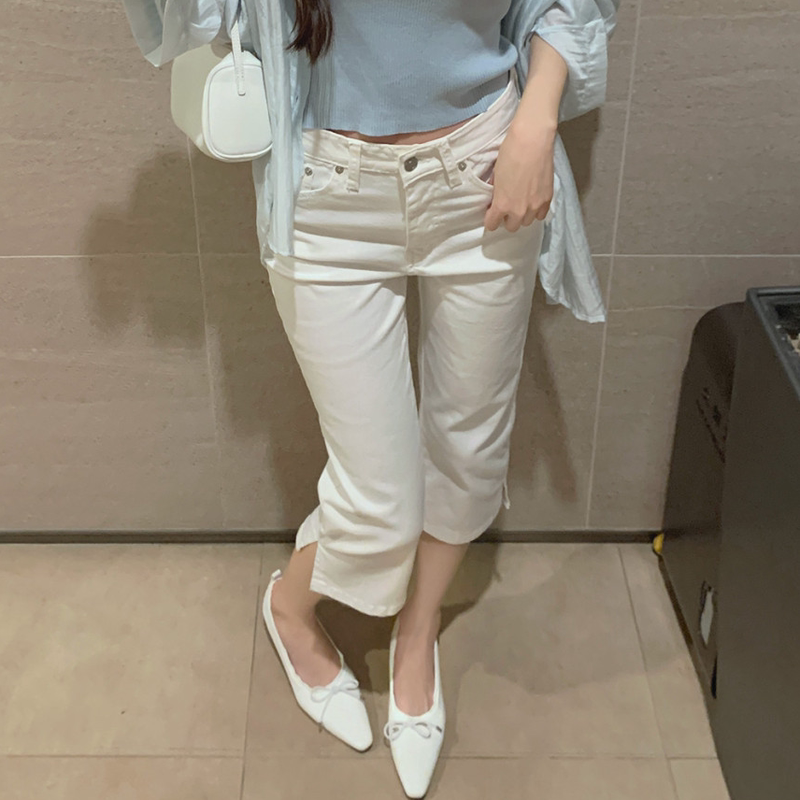 Stretch Denim Capri Pants, Three-Quarter Pants, Cycling Pants for Women, Summer Side Slit Capri Pants, Leggings, Casual Pants, Capri Pants Stretch Denim Capri Pants, Three-Quarter Pants, Cycling Pants for Women, Summer Side Slit Capri Pants, Leggings, Casual Pants, Capri Pants