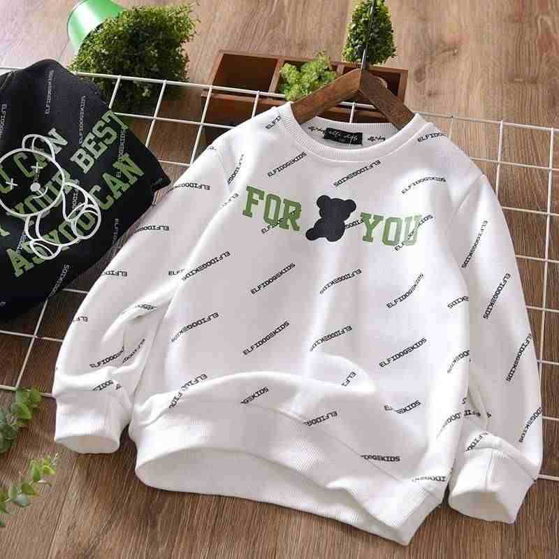 Bala boy's sweater spring and autumn models in the big children's new loose printing Western style long-sleeved T-shirt children's pullover top