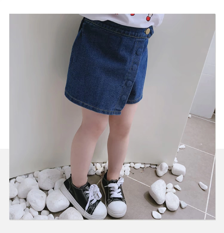 Mùa hè 2019 kiểu mới cho bé gái thoải mái quần short denim trẻ em dễ thương ngọt ngào buông tha - Quần jean
