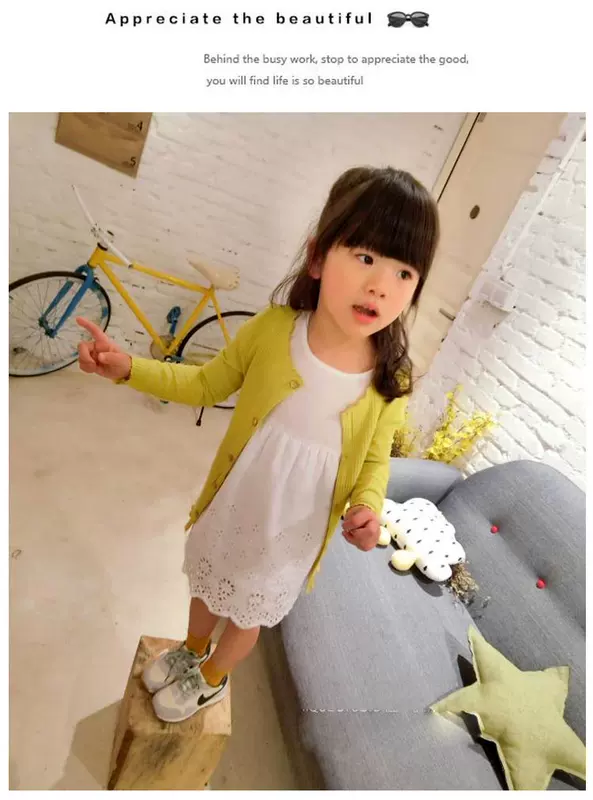 Áo trẻ em vừa và nhỏ màu kẹo ngọt 2018 xuân hè mới bé gái dễ thương áo khoác nữ dễ thương