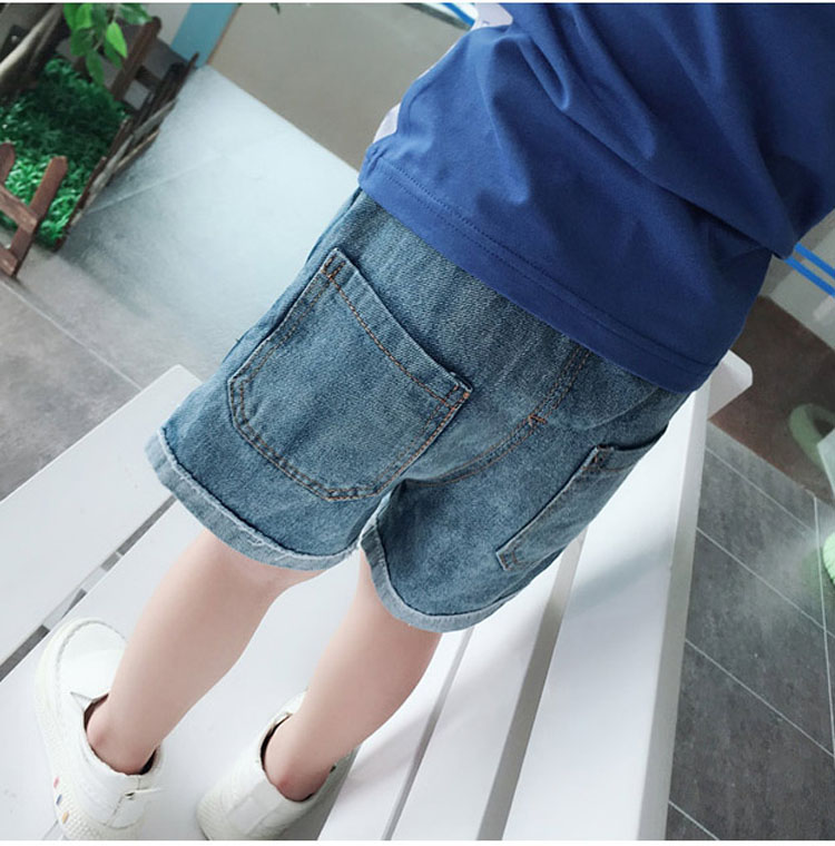 Trẻ em của quần cá tính quần short thời trang giản dị 2018 mùa hè mới nam bé bên khâu màu jeans