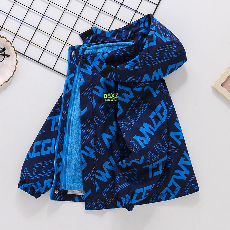Children's Outdoor Jacket for Boys, Three-In-One Detachable Spring and Autumn Two-Piece Set, Windproof Thickened Coat for Older Children Children's Outdoor Jacket for Boys, Three-In-One Detachable Spring and Autumn Two-Piece Set, Windproof Thickened Coat for Older Children