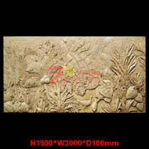 New hotel villa flower and bird mural sculpture entrance partition artificial sandstone relief map background wall decoration customization