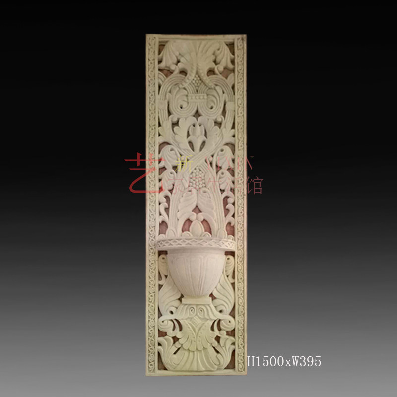 Factory direct selling iron flower hollow artificial sandstone relief glass fiber European-style light-transmitting screen background wall three-dimensional sculpture