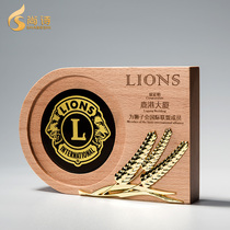 Wooden medals Metal ears of wheat Beech trophy Creative customization Custom style authorization card Excellent staff customization