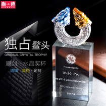 (Glass trophy) high-grade glass crystal trophy custom creative embroidery medals lettering