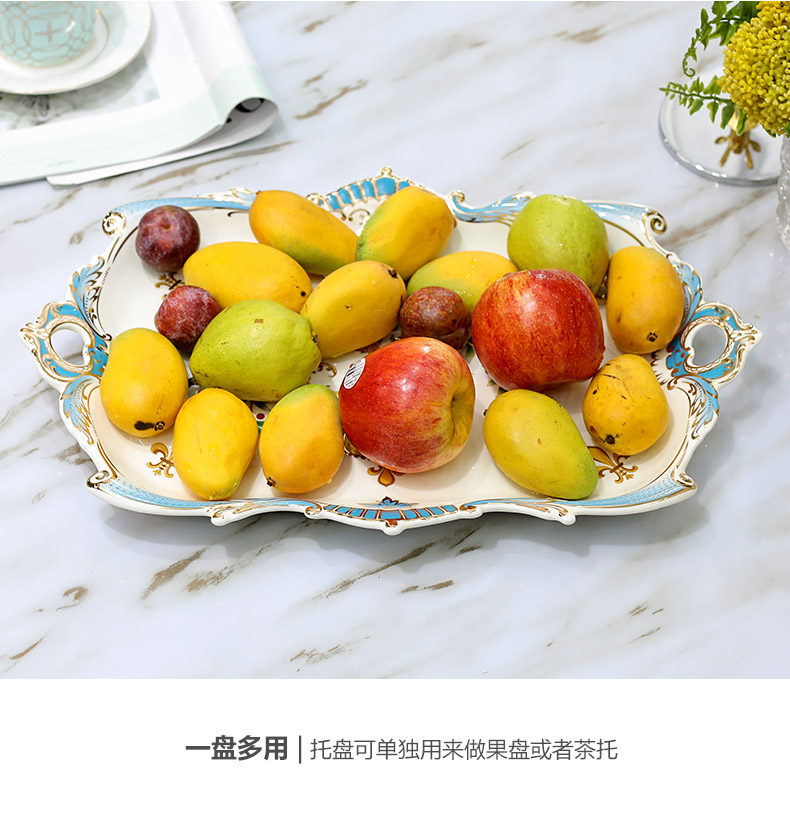 European ceramic dry fruit tray frame with cover candy dish snack dish sitting room tea table decoration furnishing articles of fruit tray