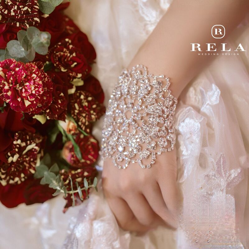 Rhinestone Wrist Flower Bride Wedding High-End Bracelet Hand Flower Banquet Toast Dress Bracelet Korean Style Wrist Chain