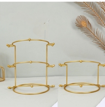 Color-preserving jewelry rack hairband headwear double-layer and three-layer metal jewelry rack photo studio golden bridal crown display rack